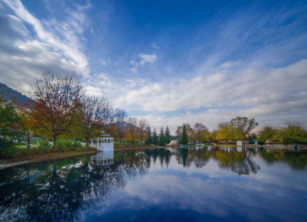 Lake Fall Colors Blue Sky