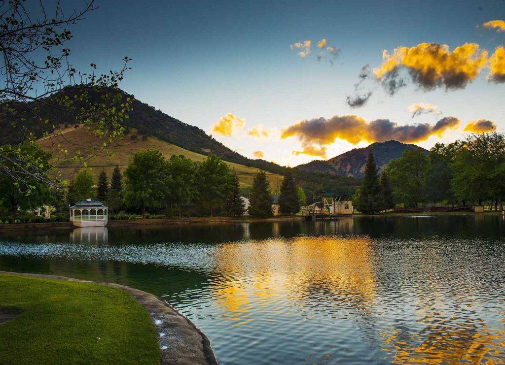 Lake with Golden Clouds